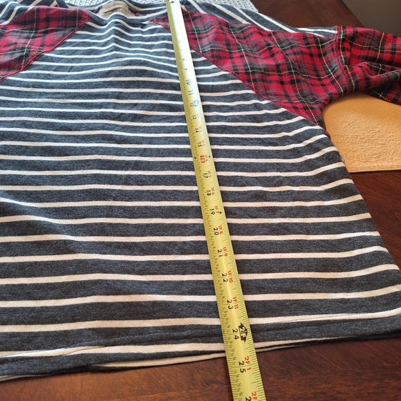 ANDTHEWHY Christmas plaid striped Ballon long sleeve top M - Picture 13 of 15